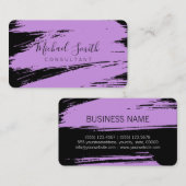 Carte De Visite Peinture à pinceau noir Lilac moderne (Devant / Derrière)