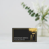 Carte De Visite Peinture à pinceau or à cadre brosse doré (Debout devant)