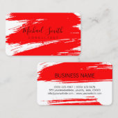 Carte De Visite Peinture à pinceau rouge moderne (Devant / Derrière)