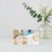 Carte De Visite Peinture Abstraite d'art fluide en or bleu (Debout devant)