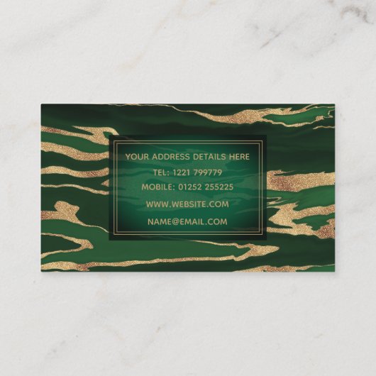 Carte De Visite Peinture Abstraite en marbre vert or (Dos)