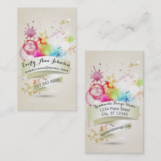 Carte De Visite Peinture Abstraite et conception géométrique (Devant / Derrière)