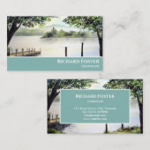 Carte De Visite Peinture aquarelle du district de Dergone Water La (Devant / Derrière)