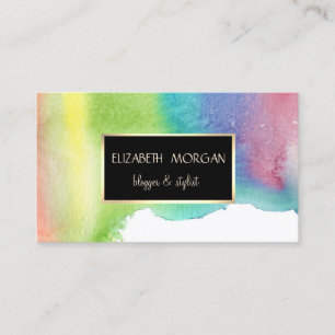 Carte De Visite Peinture Aquarelle Moderne Éclaboussure, Cadre Dor
