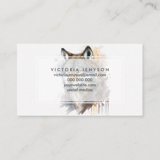 Carte De Visite Peinture aquarelle Wolf (Dos)