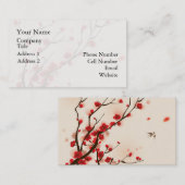Carte De Visite Peinture asiatique de style, fleur de prune au (Devant / Derrière)