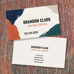 Carte De Visite Peinture aux formes de pinceau abstraites orange e
