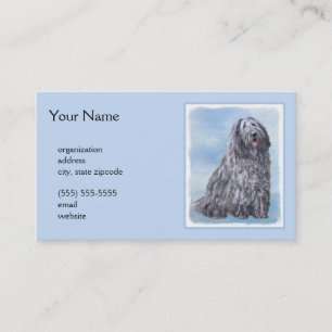 Carte De Visite Peinture Bergamasco Sheepdog - Chien original mign