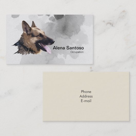 Carte De Visite Peinture berger allemande (Devant / Derrière)