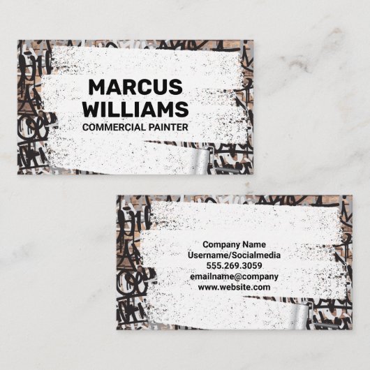 Carte De Visite Peinture blanche sur mur de graffiti (Devant / Derrière)