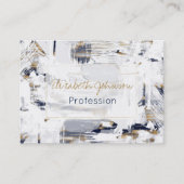 Carte De Visite Peinture Bleu Blanc et Brush Or (Devant)