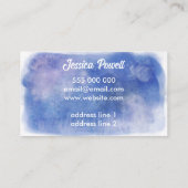 Carte De Visite peinture bleu et blanc aquarelle (Dos)