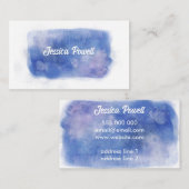 Carte De Visite peinture bleu et blanc aquarelle (Devant / Derrière)