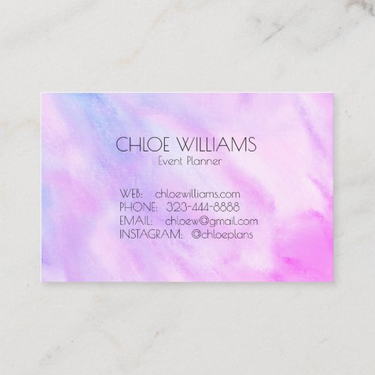 Carte De Visite Peinture bleu mauve douce Aquarelle Abstraite (Dos)