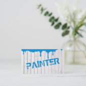 Carte De Visite Peinture bleu rustique en bois blanc (Debout devant)