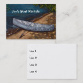 Carte De Visite Peinture bleue de canoë, entreprise de location de (Devant / Derrière)