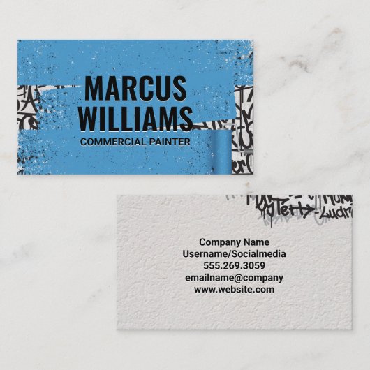 Carte De Visite Peinture bleue sur Graffiti (Devant / Derrière)