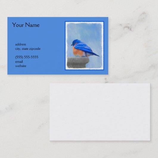Carte De Visite Peinture Bluebird - Art original pour oiseaux (Devant / Derrière)
