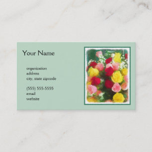 Carte De Visite Peinture Bouquet Rose - Jolie Art Fleur Originale