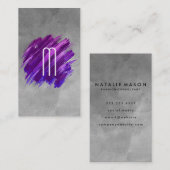 Carte De Visite Peinture brossée | Monogramme | Aquarelle (Devant / Derrière)