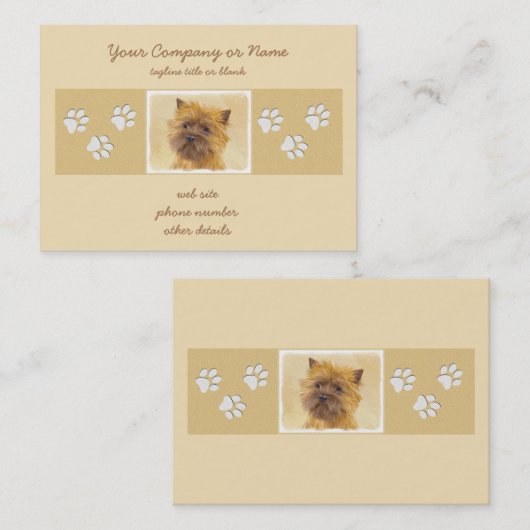 Carte De Visite Peinture Cairn Terrier - Cute Original Chien Art (Devant / Derrière)