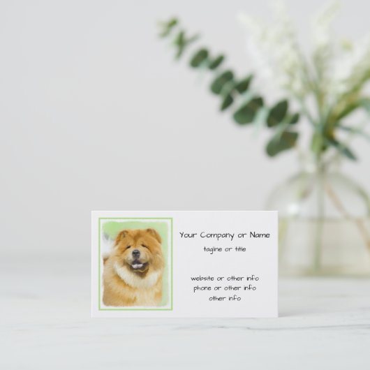 Carte De Visite Peinture Chow Chow - Joli art original chien (Debout devant)