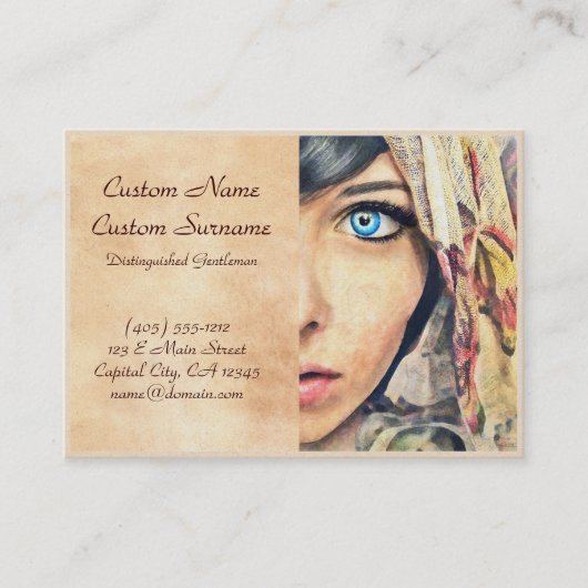 Carte De Visite Peinture classique fraîche de portrait d'aquarelle (Devant)