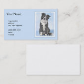 Carte De Visite Peinture Collie Bordure - Joli art original chien (Devant / Derrière)