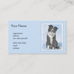 Carte De Visite Peinture Collie Bordure - Joli art original chien