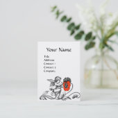 Carte De Visite PEINTURE D'ANGE D'UNE FLEURS ROUGE Noir Blanc (Debout devant)