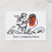 Carte De Visite PEINTURE D'ANGE D'UNE FLEURS ROUGE Noir Blanc (Dos)