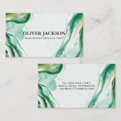 Carte De Visite Peinture d'aquarelle artistique verte (Devant / Derrière)