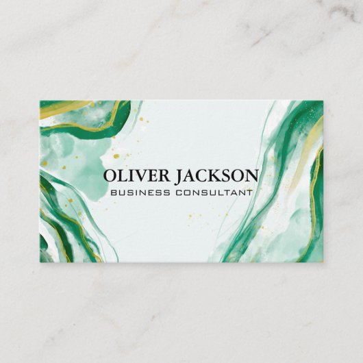 Carte De Visite Peinture d'aquarelle artistique verte (Devant)