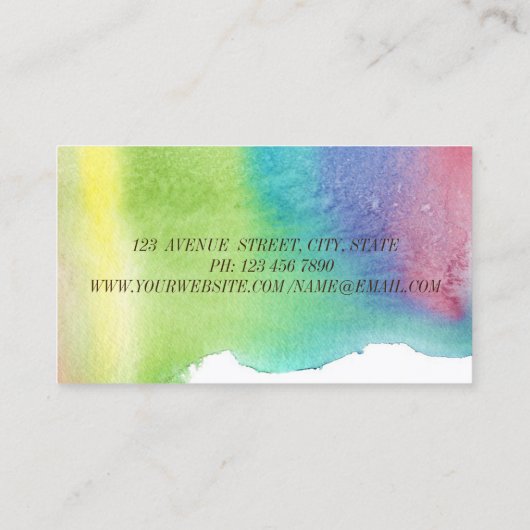 Carte De Visite Peinture d'aquarelle moderne, cadre (Dos)