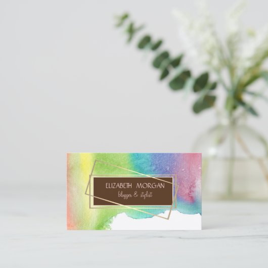 Carte De Visite Peinture d'aquarelle moderne, cadre (Debout devant)