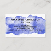 Carte De Visite Peinture d'aquarelle simple Bleu (Dos)