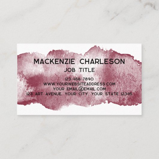 Carte De Visite Peinture d'aquarelle simple Brosse Bourgogne (Dos)