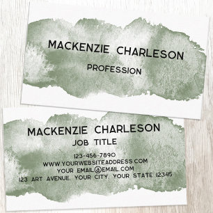 Carte De Visite Peinture d'aquarelle simple Pinceau vert