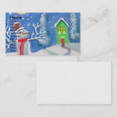 Carte De Visite Peinture d'art populaire de scène d'hiver de (Devant / Derrière)