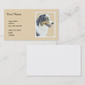 Carte De Visite Peinture de berger australien - Art original de ch (Devant / Derrière)