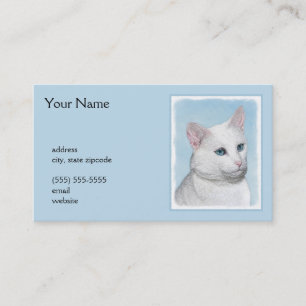 Carte De Visite Peinture de chat blanc - Cute Original Cat Art
