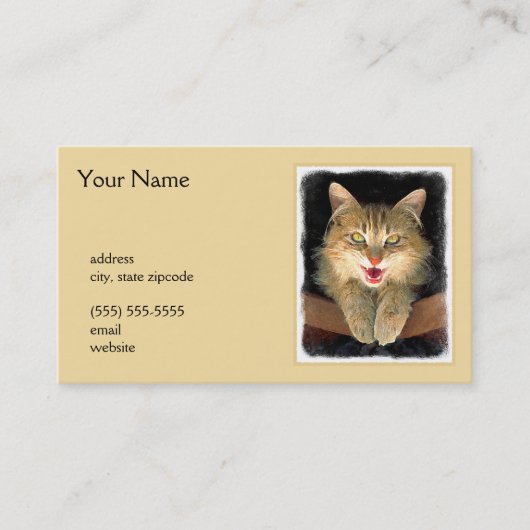 Carte De Visite Peinture de chat Mad - Cute Original Cat Art (Devant)