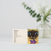 Carte De Visite Peinture de chat siamois avec le papillon - multi (Debout devant)