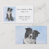 Carte De Visite Peinture de collie frontalière - Belle art origina (Devant / Derrière)