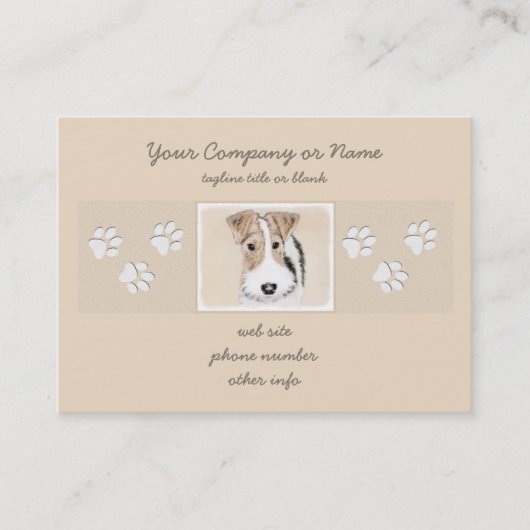 Carte De Visite Peinture de Fox Terrier de fil - art original (Devant)