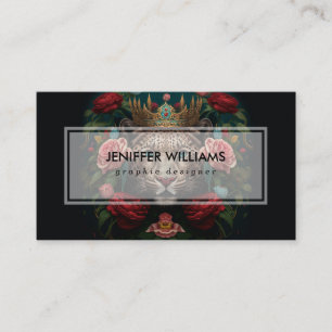 Carte De Visite Peinture de Jaguar avec Couronne de Fleurs