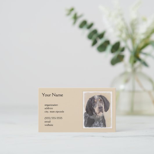 Carte De Visite Peinture de linge bluetick - mignon chien original (Debout devant)