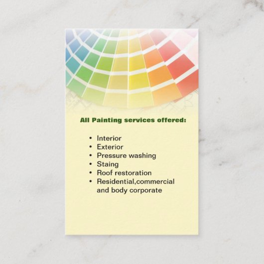 Carte De Visite Peinture de qualité (Dos)