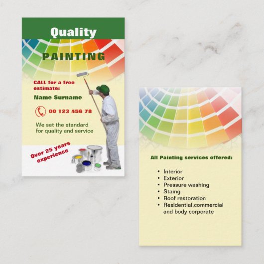 Carte De Visite Peinture de qualité (Devant / Derrière)
