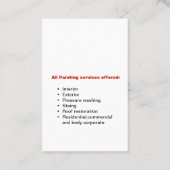 Carte De Visite Peinture de qualité (Dos)